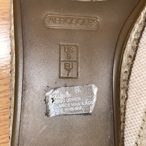 AEROSOLES Espadrille Style Flats Tan Fabric Upper size 9 - Picture 12 of 13